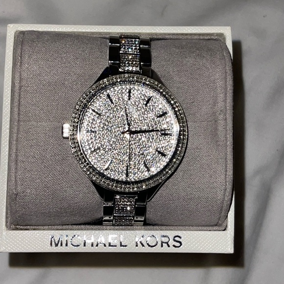 Michael Kors Silver and Crystal Embellished Watch - Picture 1 of 4